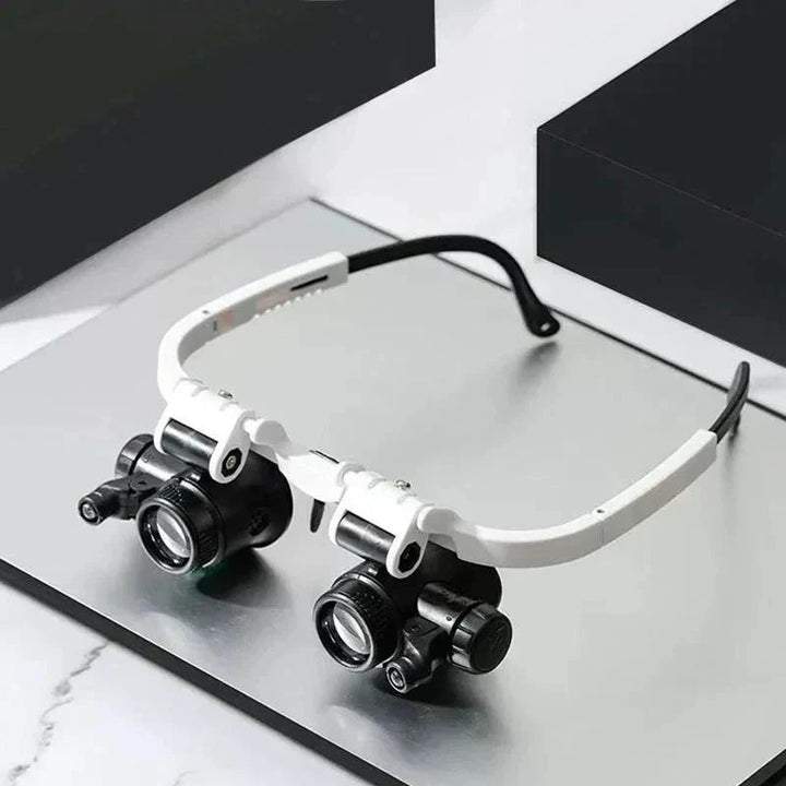 Professional Hands-Free Magnification Headset with Dual LED Lights - 8x 15x 23x Zoom