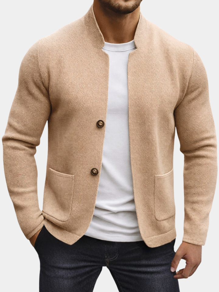Leonard | Mens Textured Knit Zip-Cardigan — Relaxed Casual in 3 Colors M–3XL | Westmere