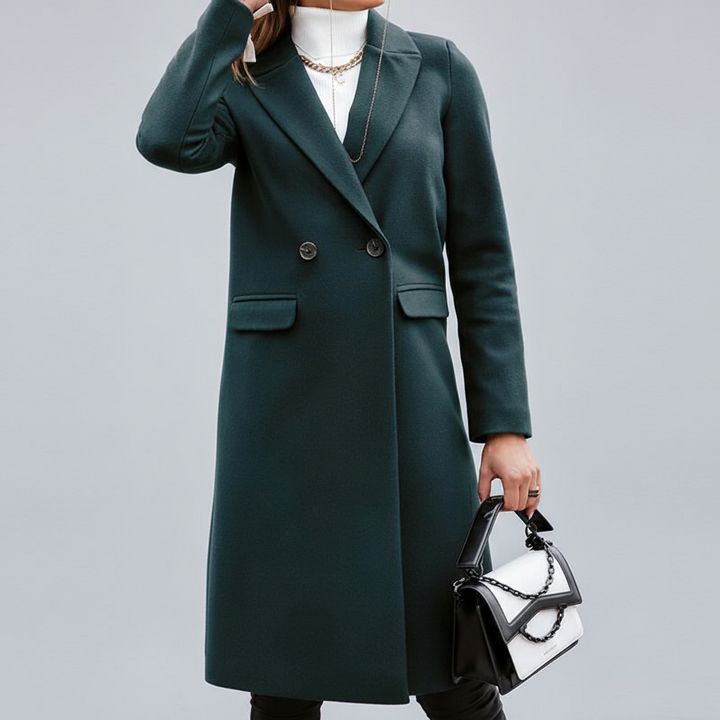 Classic Wool Blend Button Coat for Women