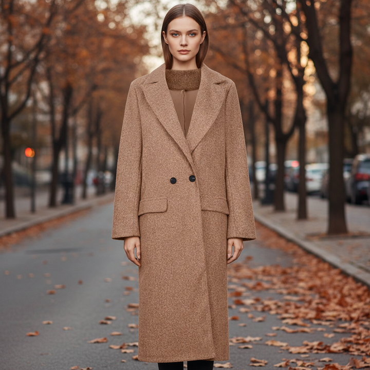 Classic Wool Blend Button Coat for Women