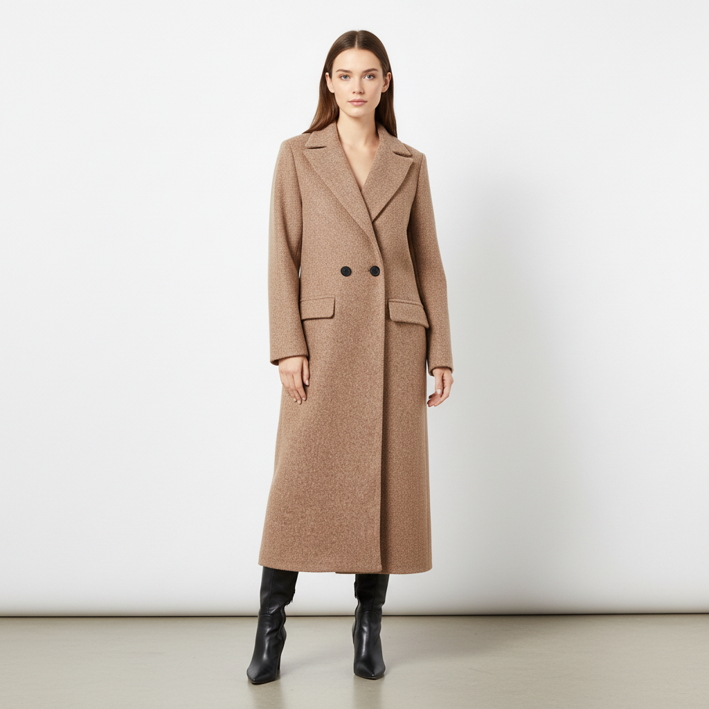 Classic Wool Blend Button Coat for Women