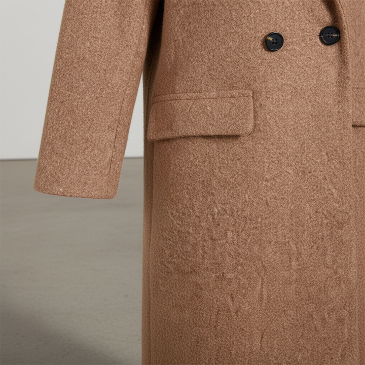 Classic Wool Blend Button Coat for Women