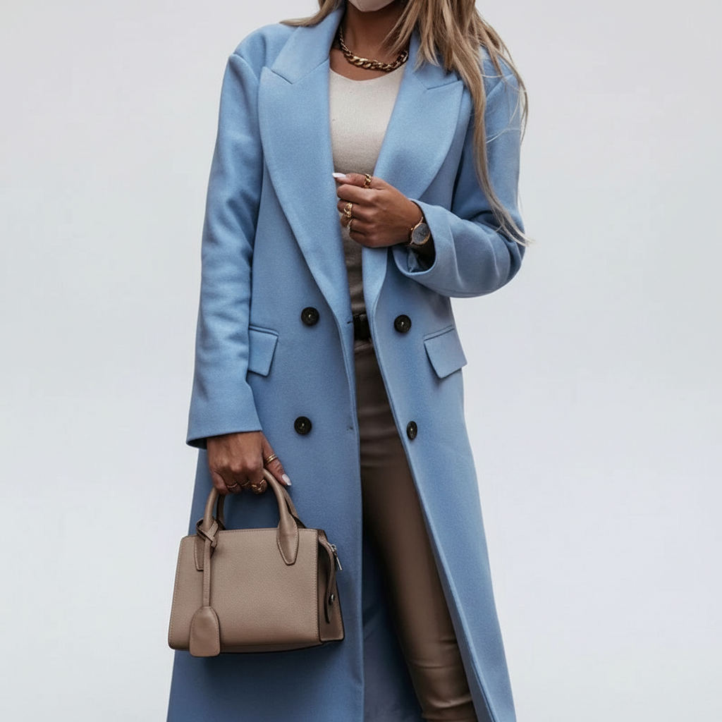Classic Wool Blend Button Coat for Women