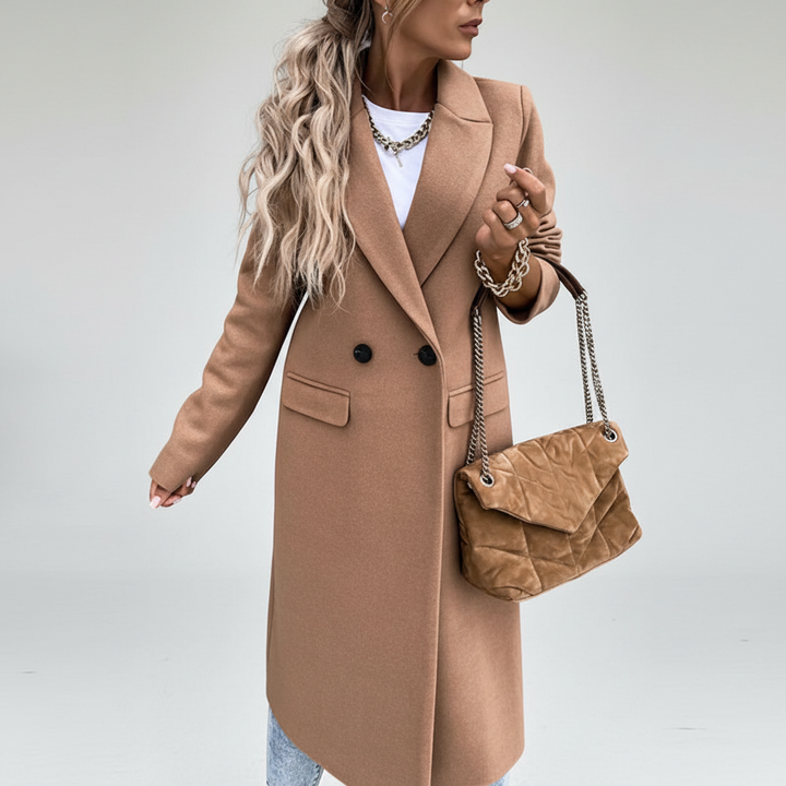 Classic Wool Blend Button Coat for Women