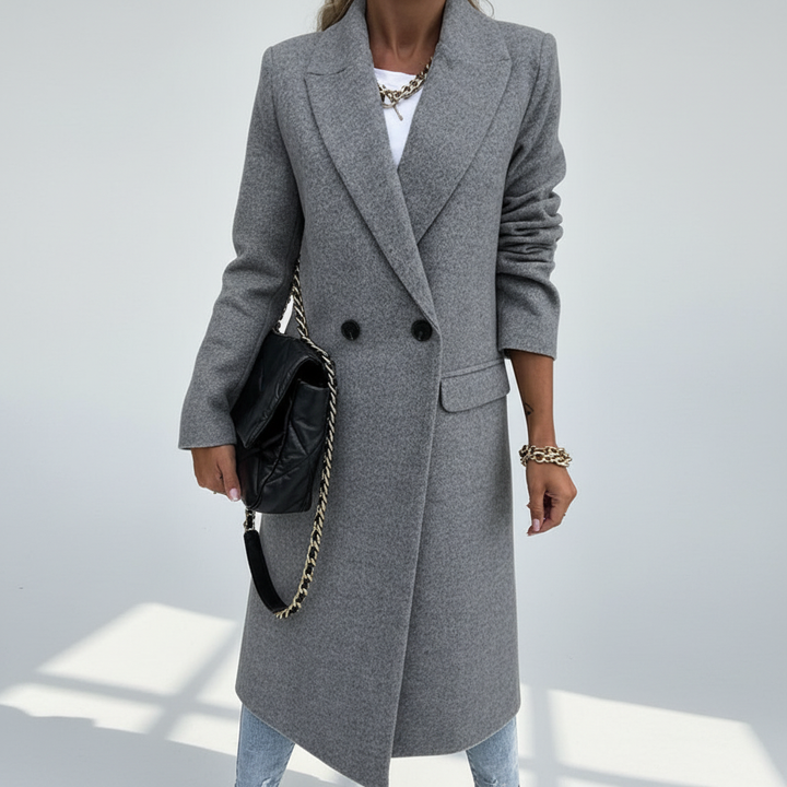 Classic Wool Blend Button Coat for Women