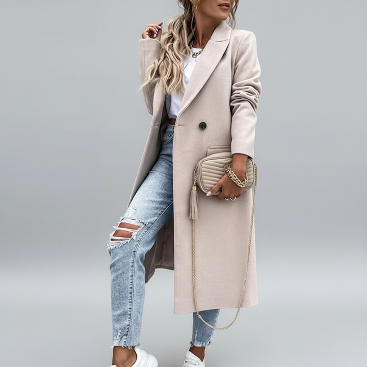 Classic Wool Blend Button Coat for Women