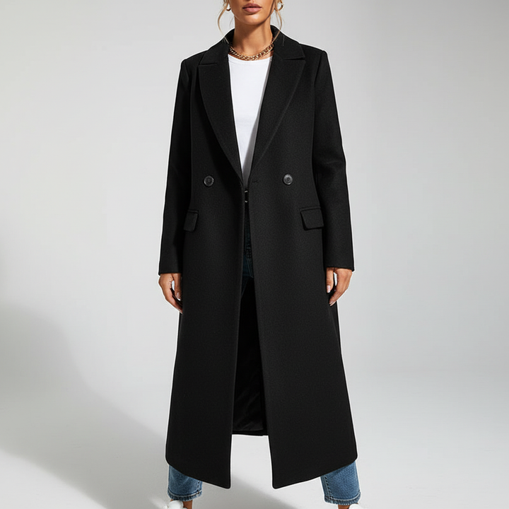 Classic Wool Blend Button Coat for Women