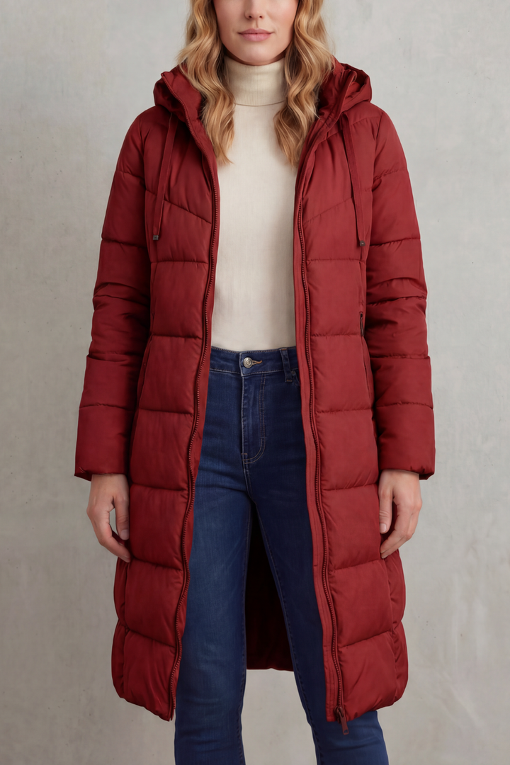 Women's Extended Length Quilted Puffer Coat – Warm & Stylish