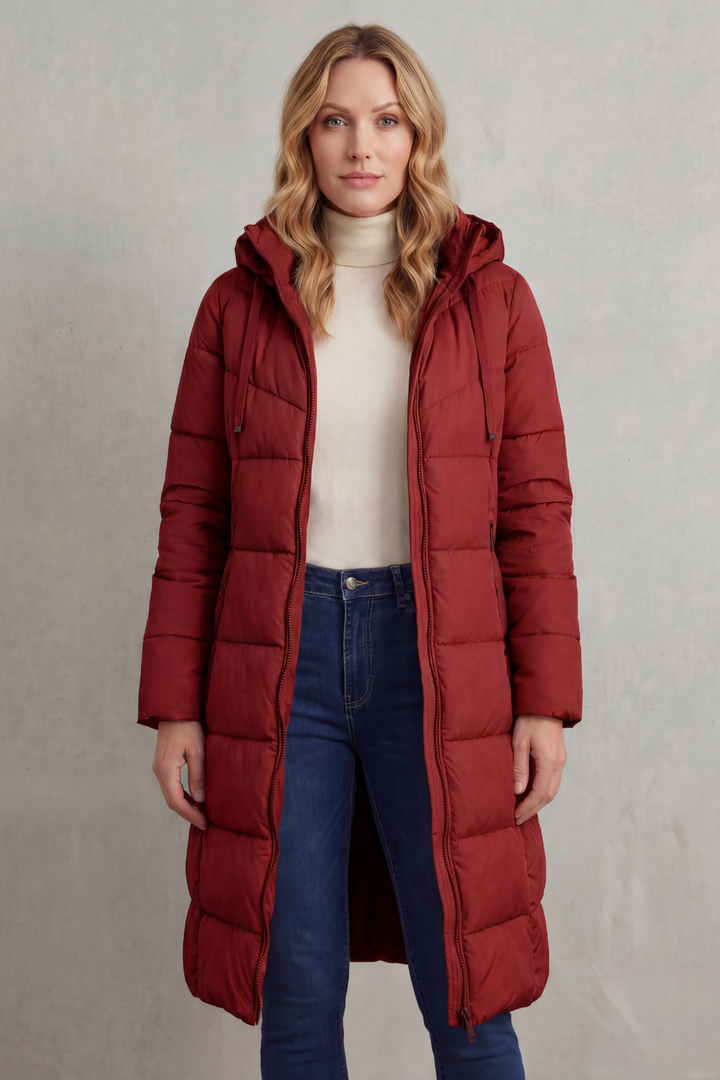 Women's Extended Length Quilted Puffer Coat – Warm & Stylish