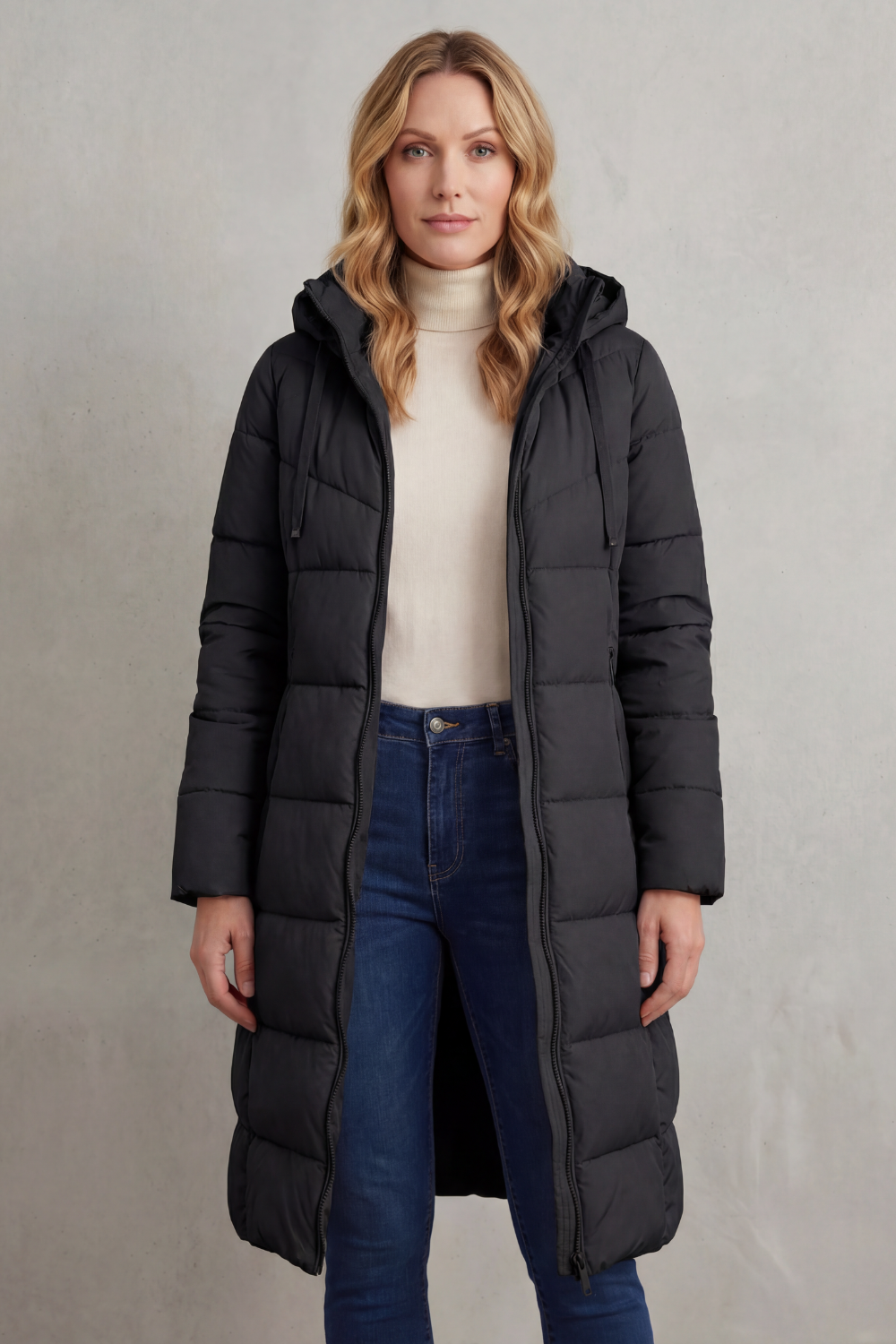 Women's Extended Length Quilted Puffer Coat – Warm & Stylish