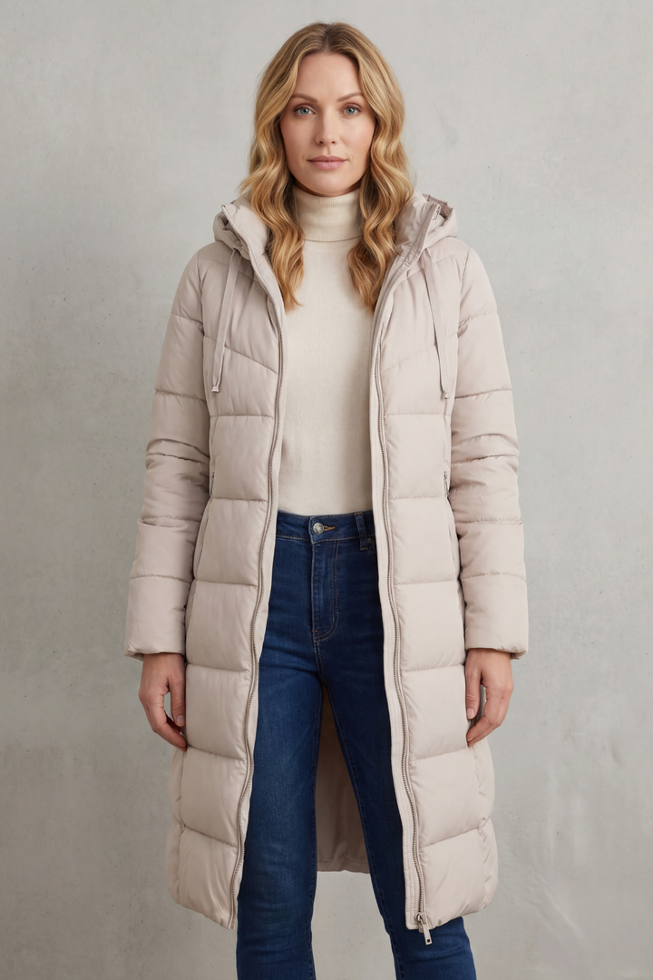 Women's Extended Length Quilted Puffer Coat – Warm & Stylish