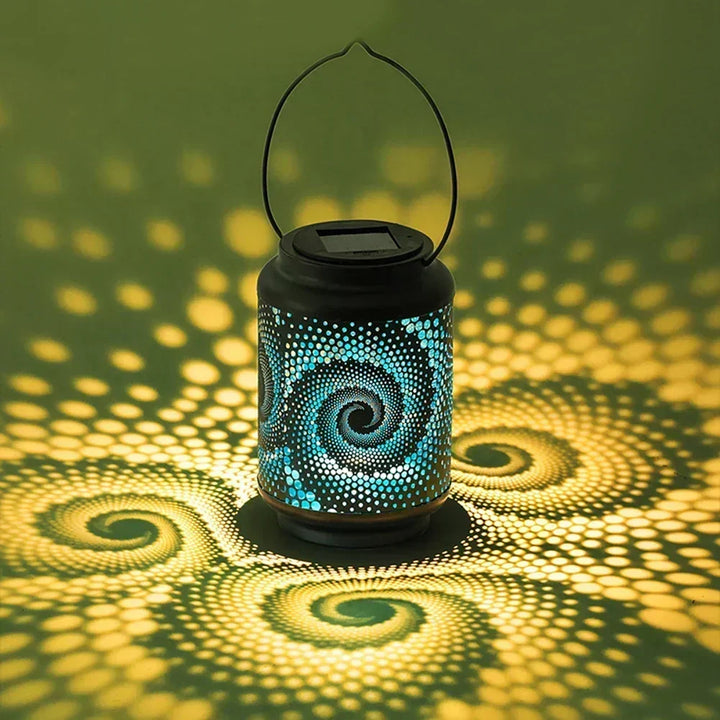 Spiral Pattern Solar Garden Lantern with Automatic Dusk Lighting