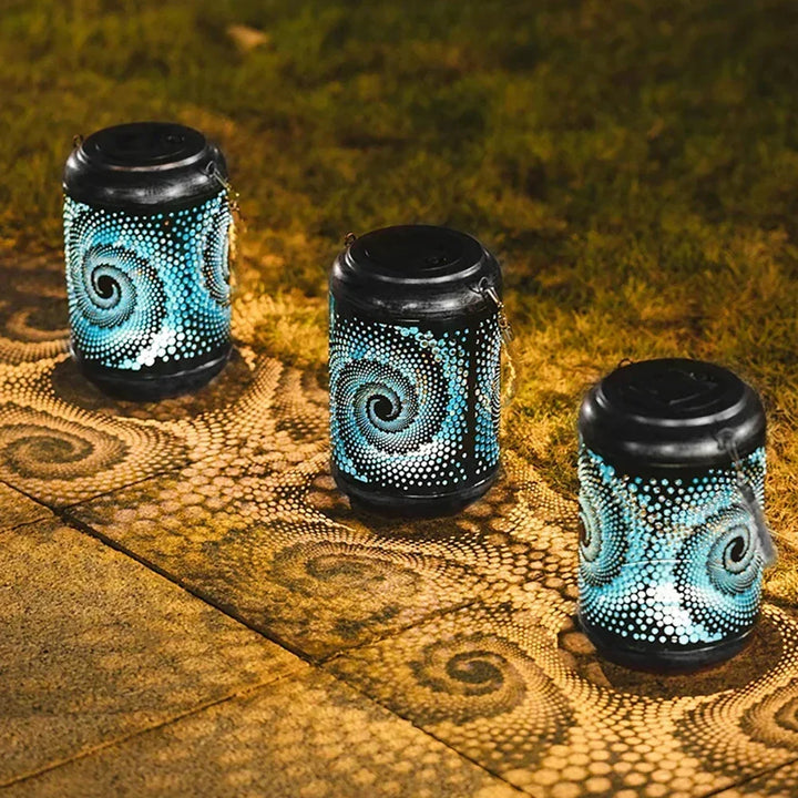 Spiral Pattern Solar Garden Lantern with Automatic Dusk Lighting