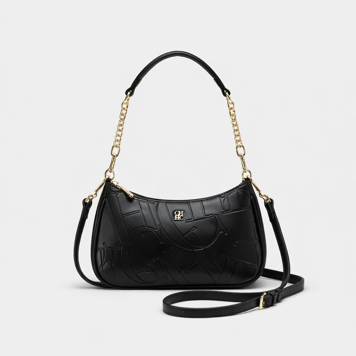 Lena – Embossed Vegan Leather Shoulder Bag with Chain Strap