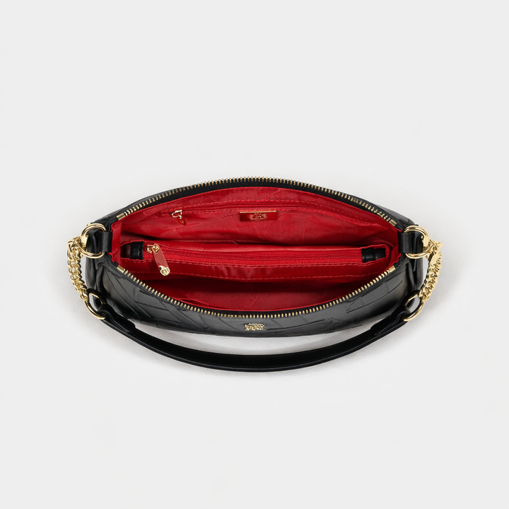Lena – Embossed Vegan Leather Shoulder Bag with Chain Strap