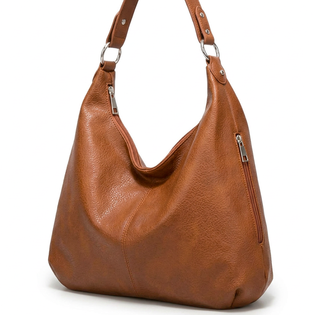 Lena – Large Vegan Cowhide Hobo Bag, Oversized Shoulder Bag