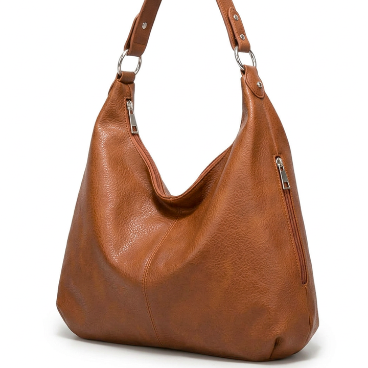 Lena – Large Vegan Cowhide Hobo Bag, Oversized Shoulder Bag