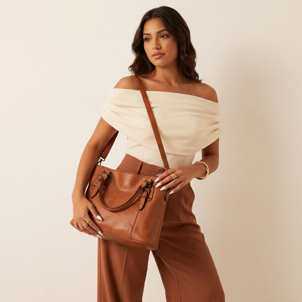 Lena – Vegan Leather Hobo Bag with Crossbody Strap