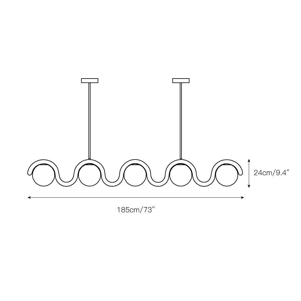 Uveta Linear Chandelier Red & Silver