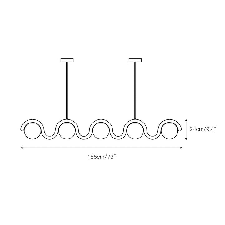 Uveta Linear Chandelier Red & Silver