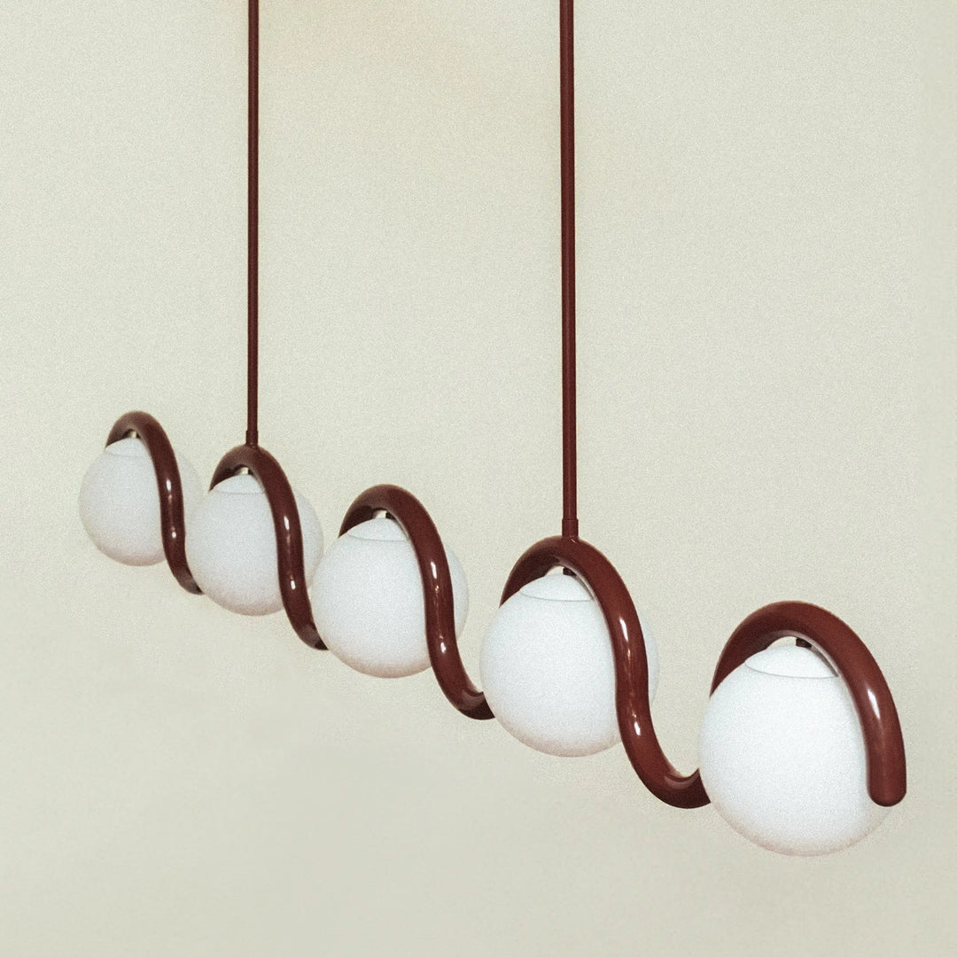 Uveta Linear Chandelier Red & Silver