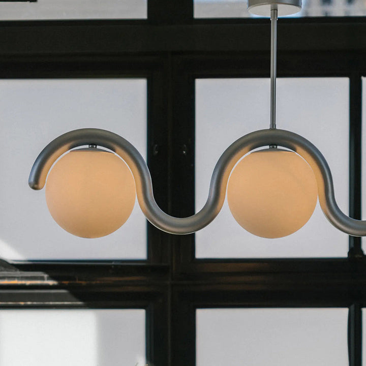 Uveta Linear Chandelier Red & Silver