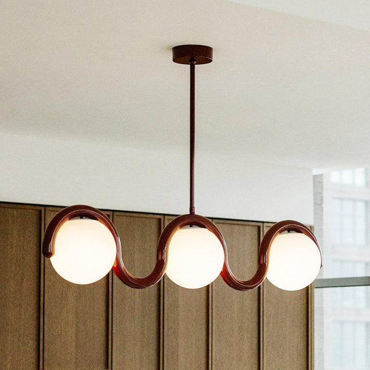 Uveta Linear Chandelier Red & Silver