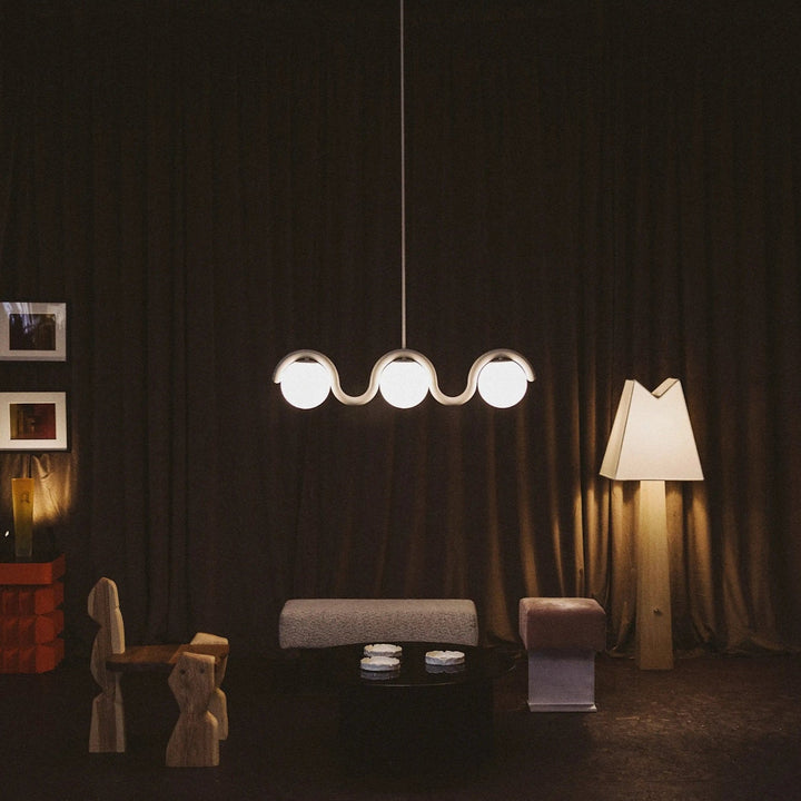Uveta Linear Chandelier Red & Silver