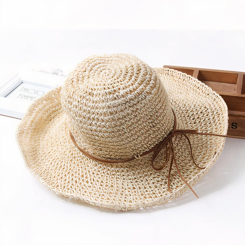 Women's Wide Brim Straw Sun Hat Foldable Summer Hat
