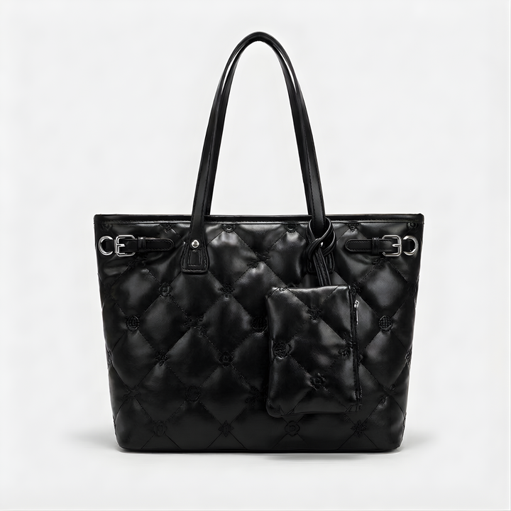 Loria – Quilted Tote Bag with Pouch, Large Shoulder Bag
