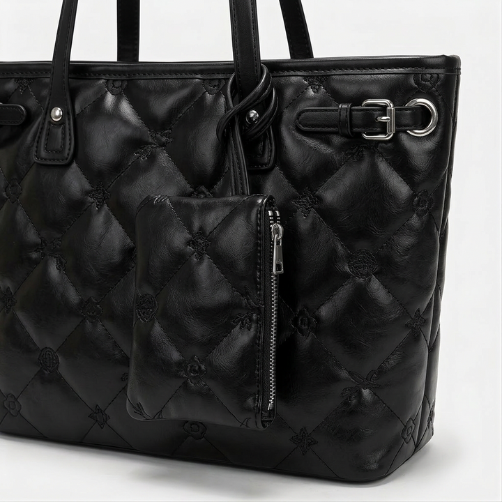 Loria – Quilted Tote Bag with Pouch, Large Shoulder Bag