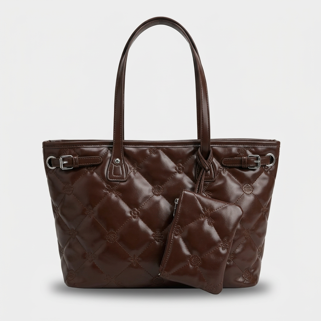 Loria – Quilted Tote Bag with Pouch, Large Shoulder Bag