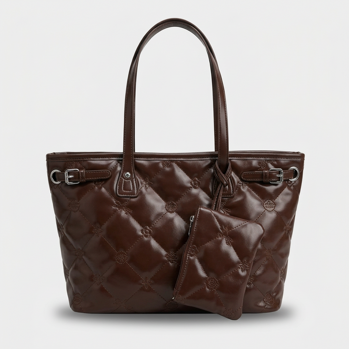 Loria – Quilted Tote Bag with Pouch, Large Shoulder Bag