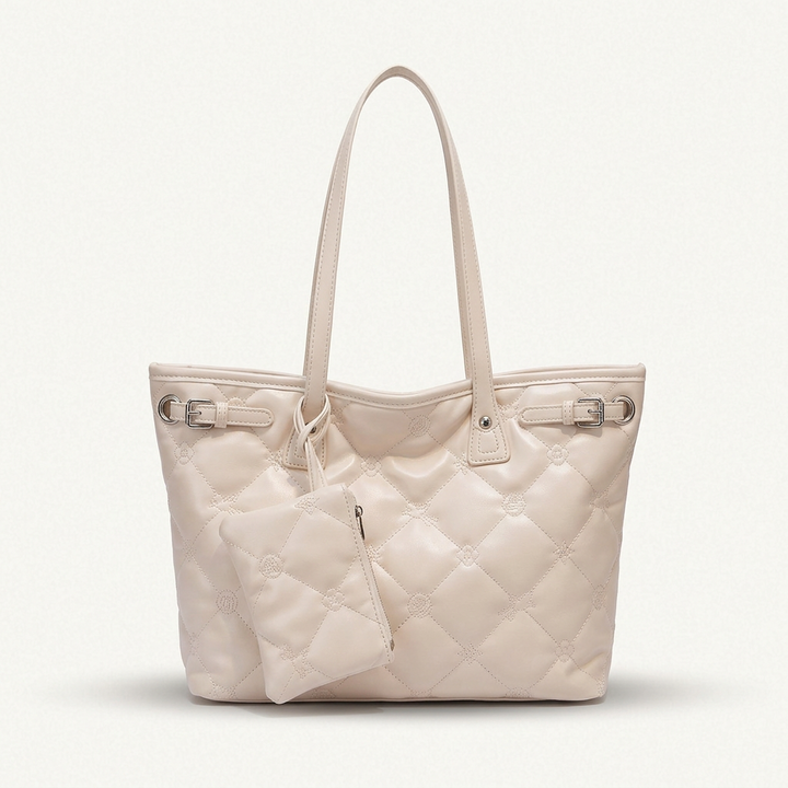 Loria – Quilted Tote Bag with Pouch, Large Shoulder Bag