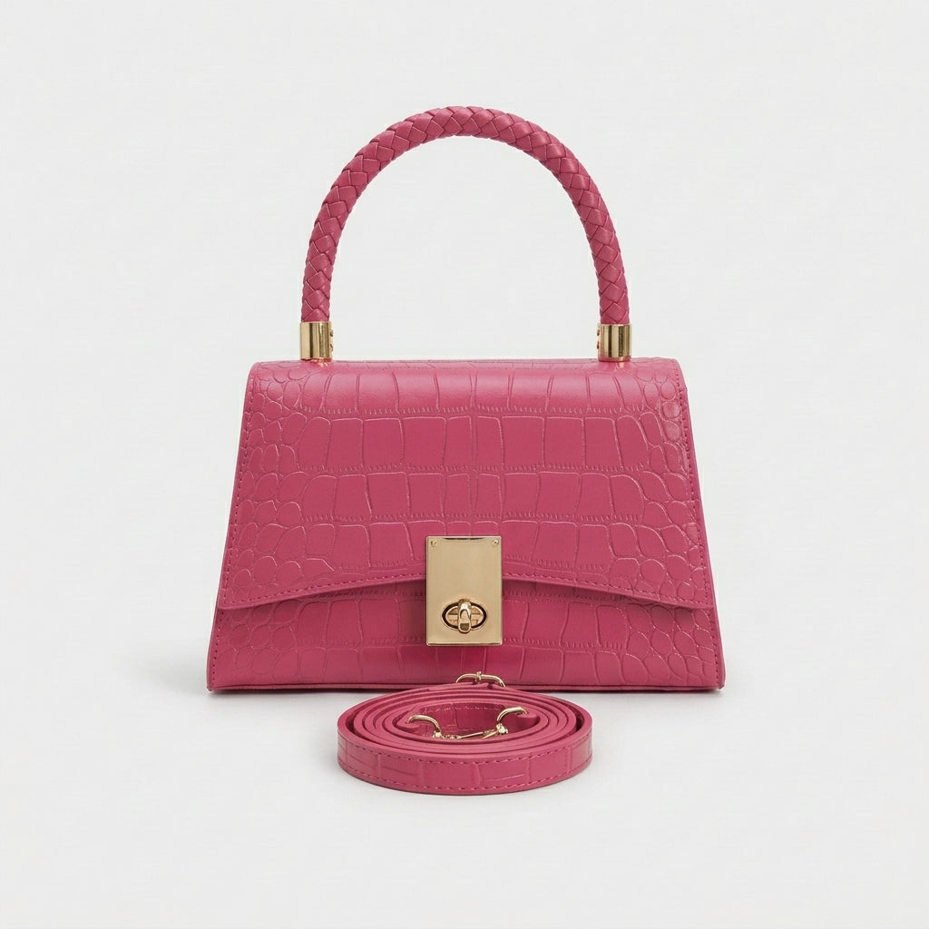 Luca – Mini Croc Embossed Top Handle Crossbody Bag