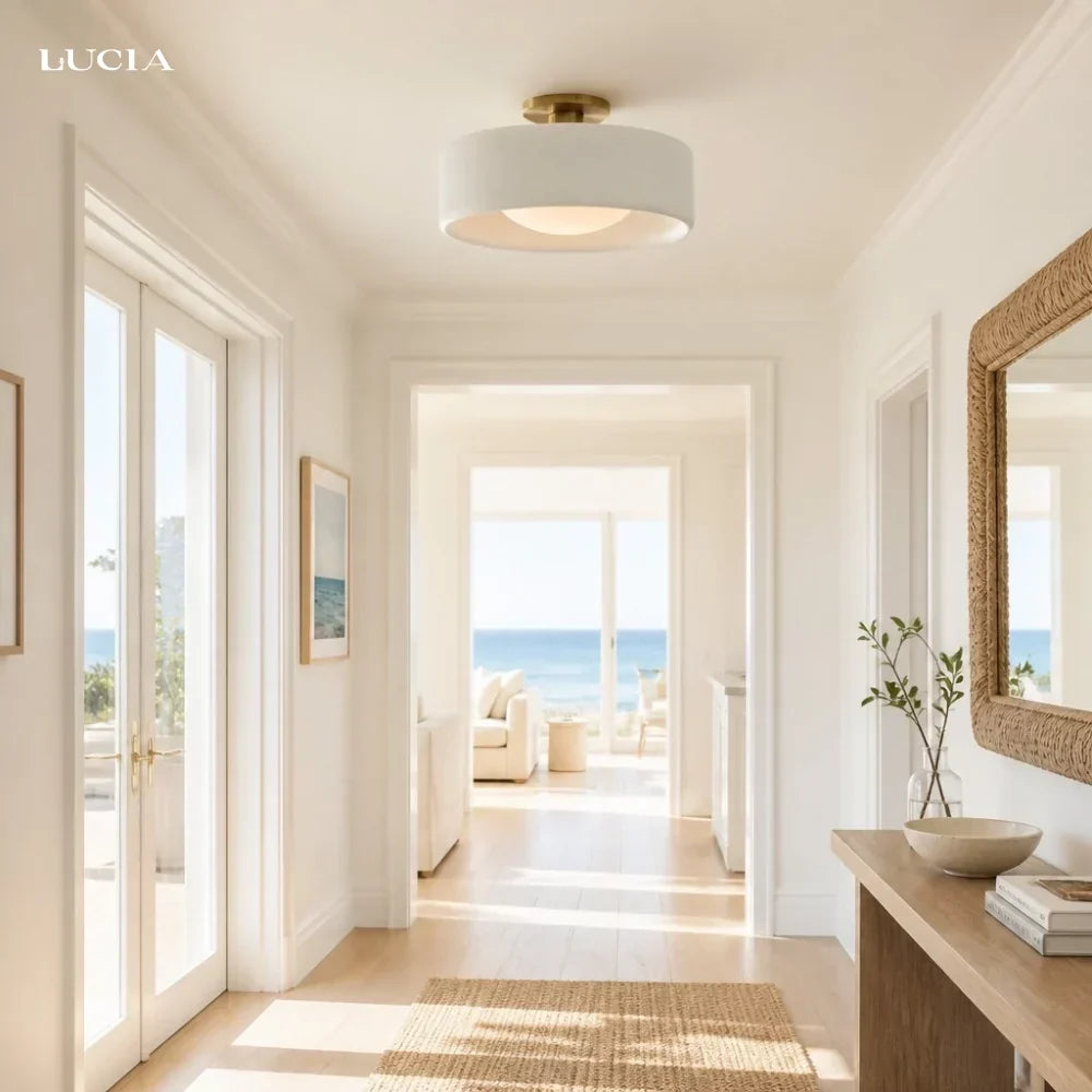 Modern Porcelain Semi Flush Mount Ceiling Light