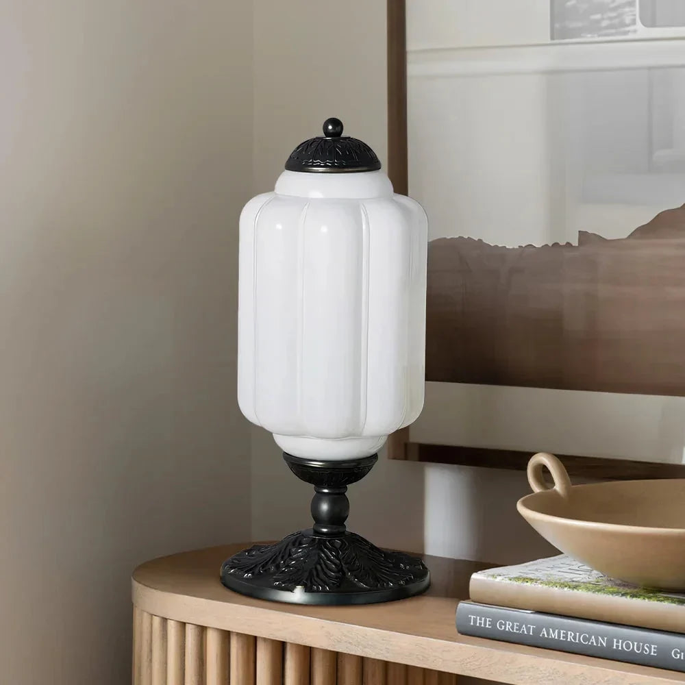 Lumi French Retro Cream Glass Textured Eloise Table Lamp