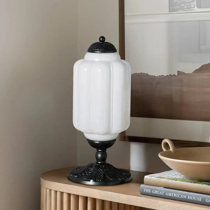 Lumi French Retro Cream Glass Textured Eloise Table Lamp