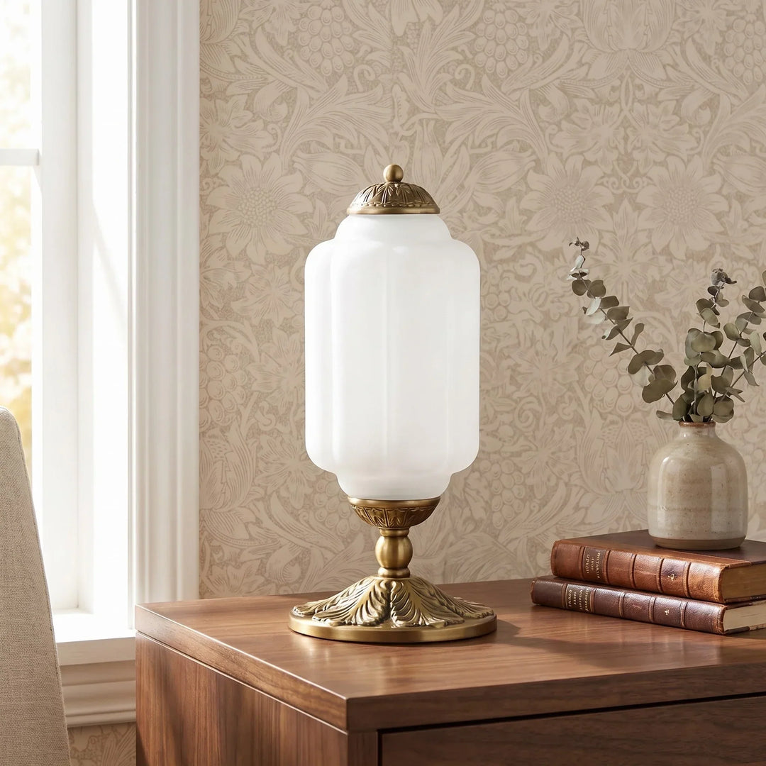 Lumi French Retro Cream Glass Textured Eloise Table Lamp