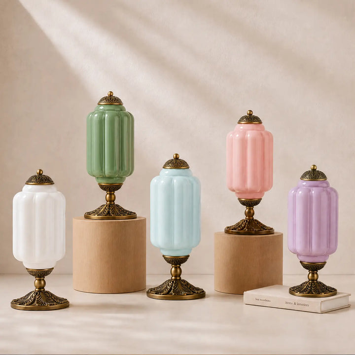 Lumi French Retro Cream Glass Textured Eloise Table Lamp