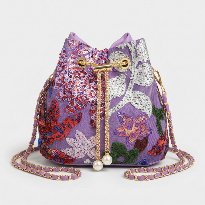 Lumi – Sequin Floral Embroidered Bucket Bag