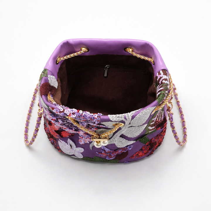Lumi – Sequin Floral Embroidered Bucket Bag