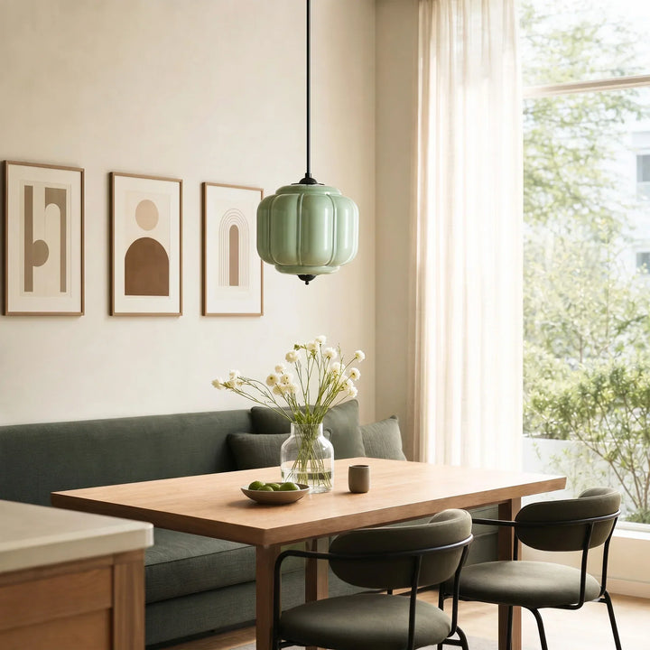 Lumi Vintage Milk Glass Oiled Brass Eloise Pendant Light