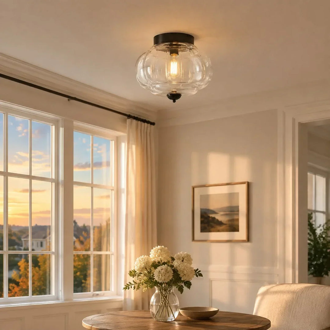 Lumi Vintage Milk Glass Semi Flush Mount Eloise Ceiling Light