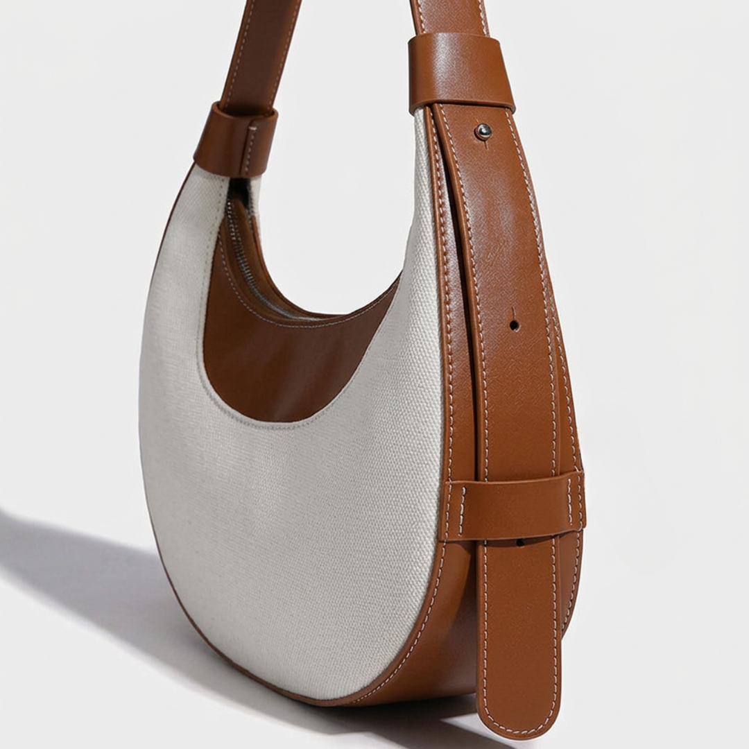 Luna – Canvas & Vegan Leather Crescent Shoulder Bag