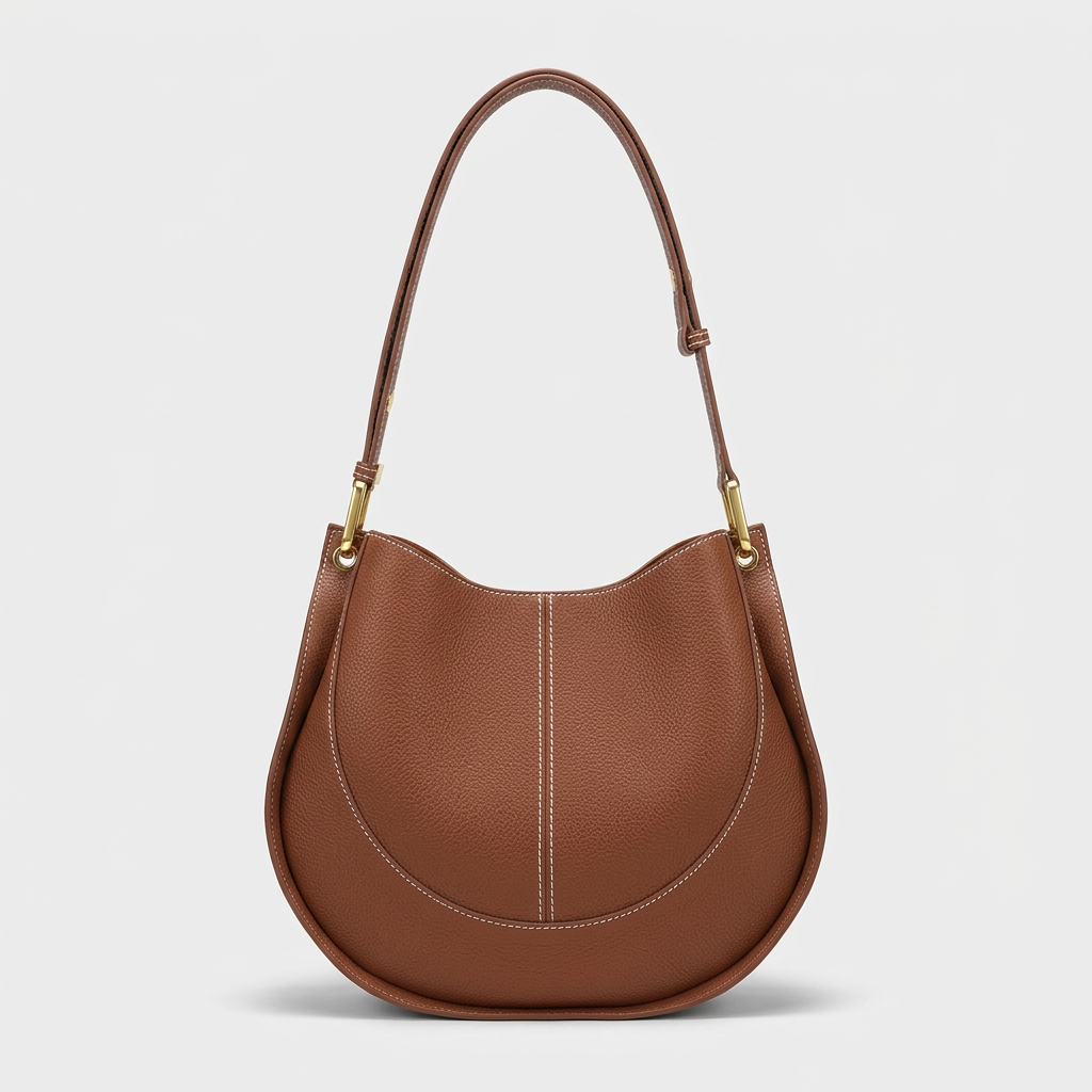 Lune – Women's Leather Hobo Shoulder Bag, Slouchy Purse
