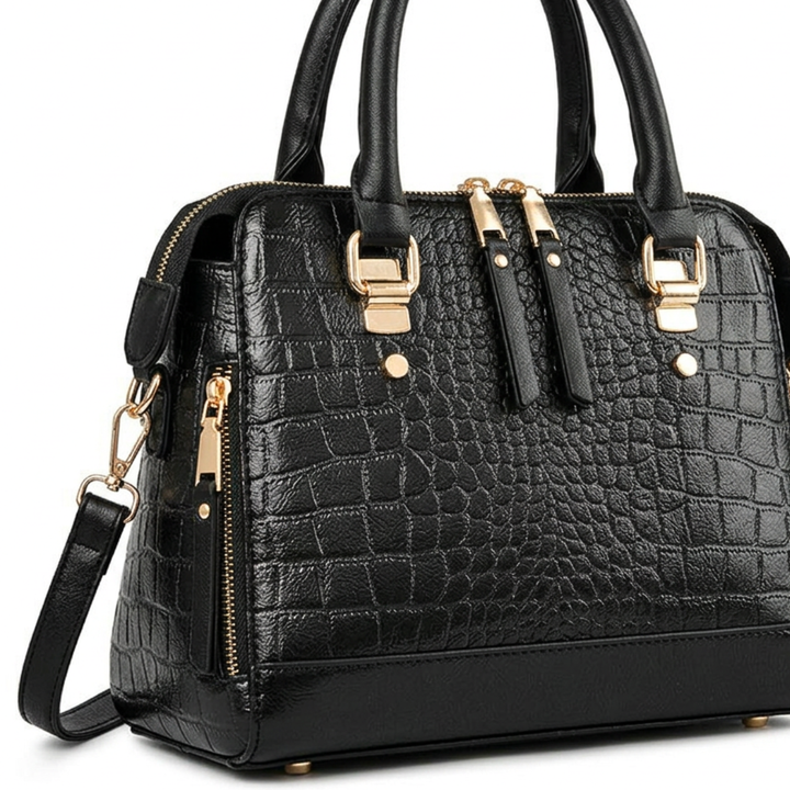 Luxara – Croc Embossed Vegan Cowhide Top Handle Shoulder Bag