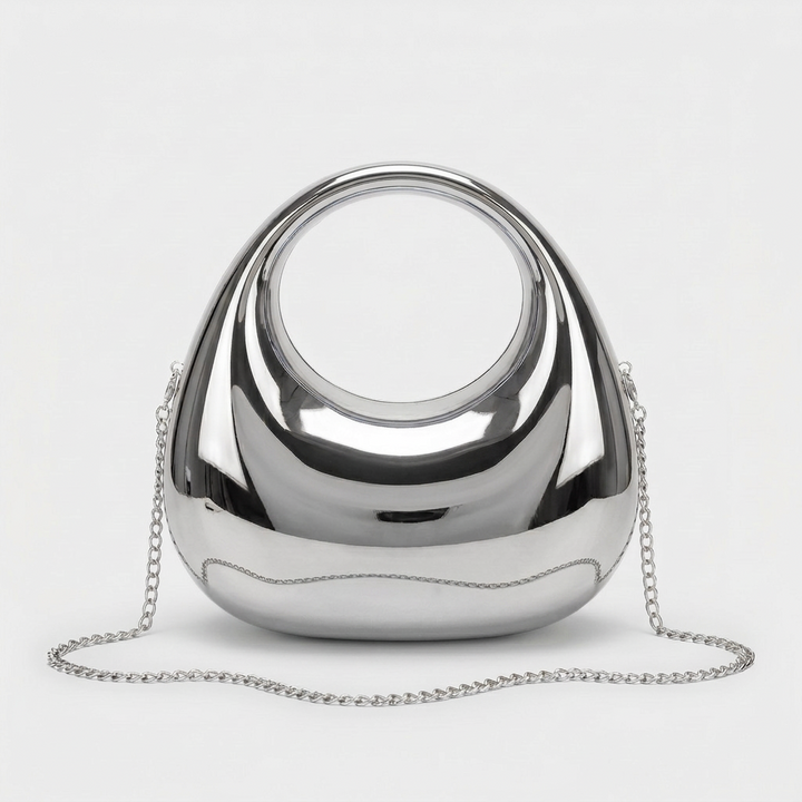 Lyra – Metallic Ring Handle Evening Clutch Bag