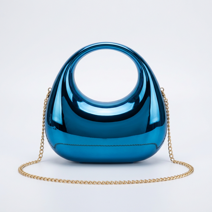 Lyra – Metallic Ring Handle Evening Clutch Bag