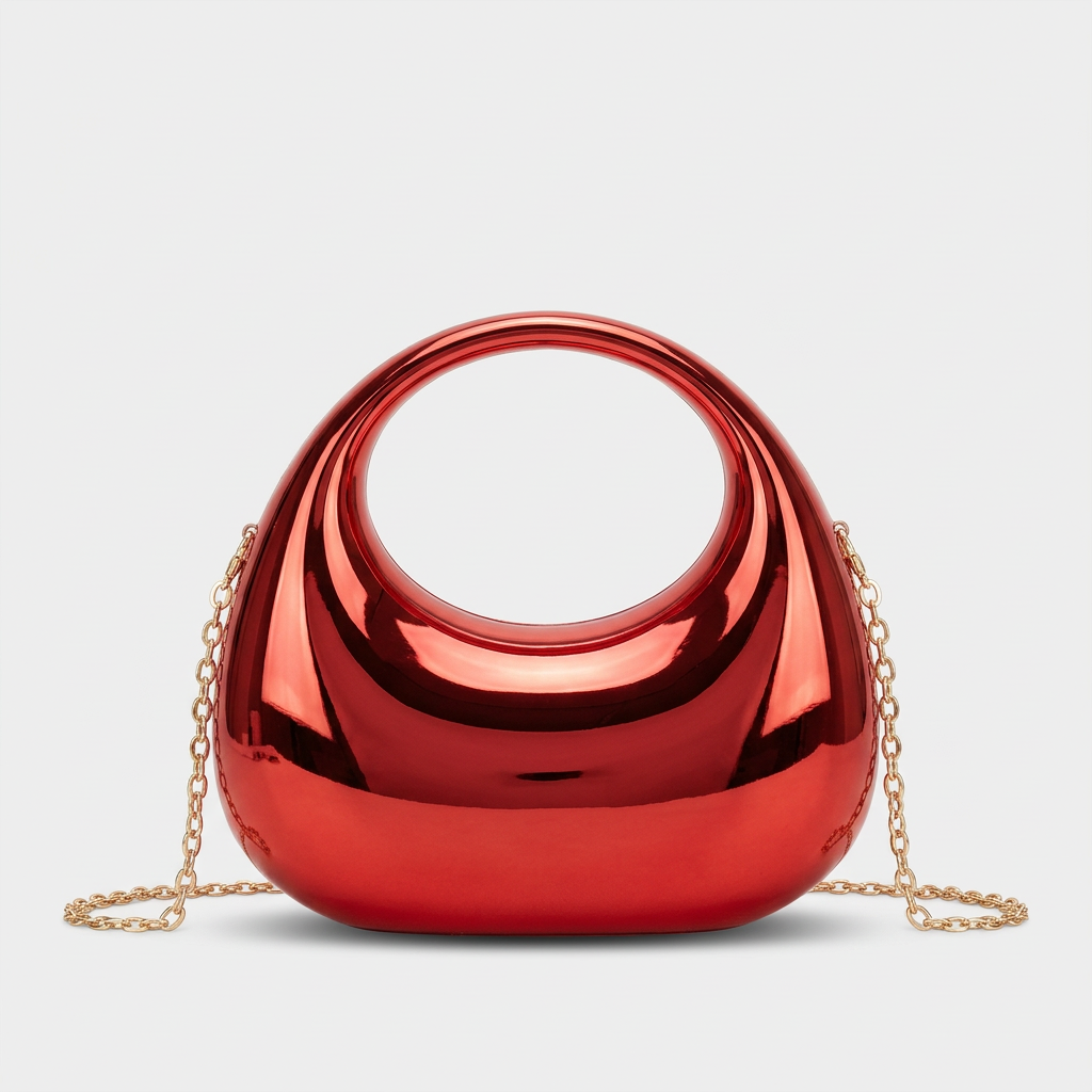 Lyra – Metallic Ring Handle Evening Clutch Bag